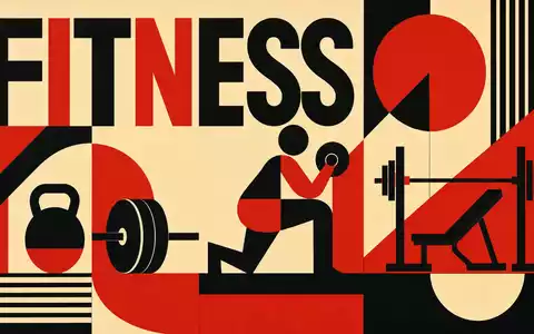 Geometrisches Bauhaus-Poster mit dem Wort FITNESS visualisiert die Branche von Basic-Fit N.V., ISIN NL0011872650, künstlerisch - Foto: THN