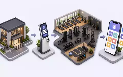 Isometrische 3D-Illustration der Wertschöpfungskette veranschaulicht das Geschäftsmodell von Basic-Fit N.V., ISIN NL0011872650, anschaulich - Foto: THN