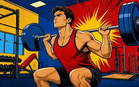 Farbiges Pop-Art-Comicbild eines Gewichthebers im Studio stellt die Fitnessbranche von Basic-Fit N.V., ISIN NL0011872650, dar - Foto: THN