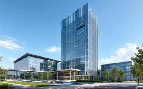 Architektur-Render eines modernen gläsernen Firmenhauptquartiers symbolisiert die Unternehmenszentrale des Telekomkonzerns Proximus PLC BE0003810273 - Foto: THN