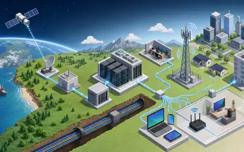 Isometrische 3D-Illustration der Telekom-Wertschöpfungskette veranschaulicht anschaulich das Geschäftsmodell des Netzbetreibers Proximus PLC BE0003810273 - Foto: THN