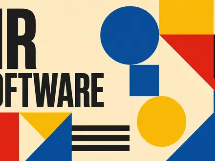 Paycom Software Inc. (US70432V1026) visualisiert als Bauhaus-Poster mit geometrischen Formen und Schriftzug HR SOFTWARE - Foto: THN