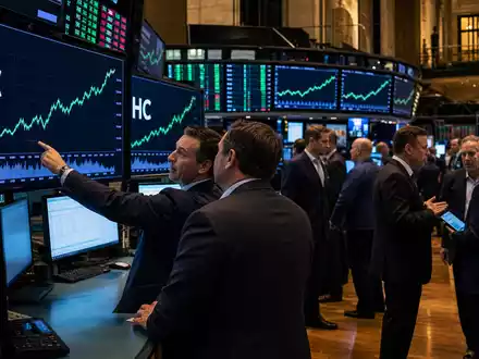 Steris plc IE00BFY8C754 wird redaktionell am Börsenparkett der NYSE mit steigenden Healthcare-Sektor-Charts abgebildet - Foto: THN