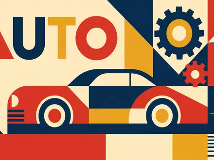 Stellantis N.V. (NL00150001Q9) wird als geometrisches Bauhaus-Poster mit stilisiertem Auto und dem Wort AUTO dargestellt - Foto: THN