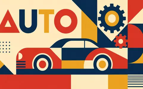 Stellantis N.V. (NL00150001Q9) wird als geometrisches Bauhaus-Poster mit stilisiertem Auto und dem Wort AUTO dargestellt - Foto: THN