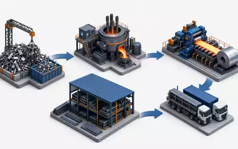 Isometrisches 3D-Diagramm zeigt Wertschöpfungskette von Steel Dynamics Inc., ISIN US8581191009, Sektor Stahl - Foto: THN