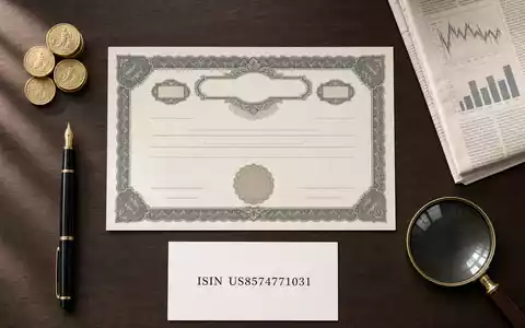 State Street Corp. (US8574771031) illustriert Flatlay mit Aktienzertifikat, ISIN-Karte, Füllfederhalter und Goldmünzen - Foto: THN