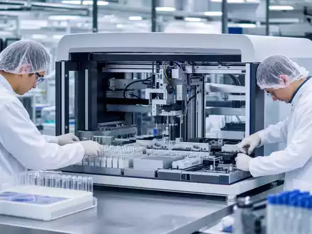 Stratec SE (DE000STRA555) fertigt automatisierte Analysesysteme, hier ein Reinraum mit Laborrobotik im Einsatz - Foto: THN