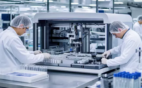 Stratec SE (DE000STRA555) fertigt automatisierte Analysesysteme, hier ein Reinraum mit Laborrobotik im Einsatz - Foto: THN