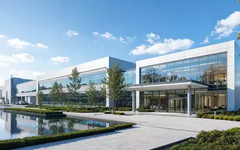 Stratec SE (DE000STRA555) betreibt moderne Produktionsstätten, visualisiert als architektonisches Rendering eines Firmensitzes - Foto: THN