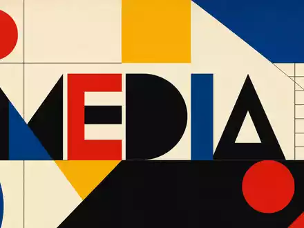 Ströer SE & Co. KGaA (DE0007493991) gehört zum Mediensektor, dargestellt als geometrisches Bauhaus-Poster mit Sektor-Schriftzug - Foto: THN