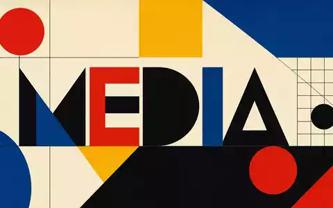 Ströer SE & Co. KGaA (DE0007493991) gehört zum Mediensektor, dargestellt als geometrisches Bauhaus-Poster mit Sektor-Schriftzug - Foto: THN