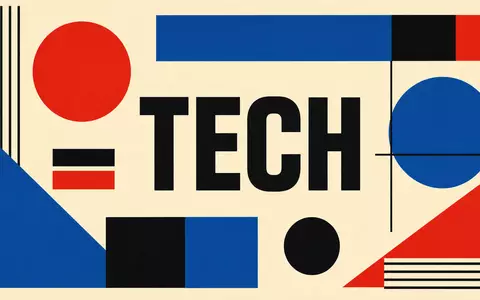 SÜSS MicroTec SE DE000A1K0235 Bauhaus-Poster zeigt geometrische Formen und zentrales Wort TECH in Grundfarben - Foto: THN
