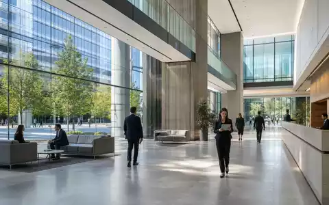 Fotorealistische Bürolobby symbolisiert Unipol Gruppo S.p.A. IT0004810054, den italienischen Versicherungskonzern an der Börse Mailand - Foto: THN
