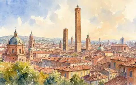 Aquarellansicht von Bologna repräsentiert den Firmensitz von Unipol Gruppo S.p.A. IT0004810054 an der Börse - Foto: THN