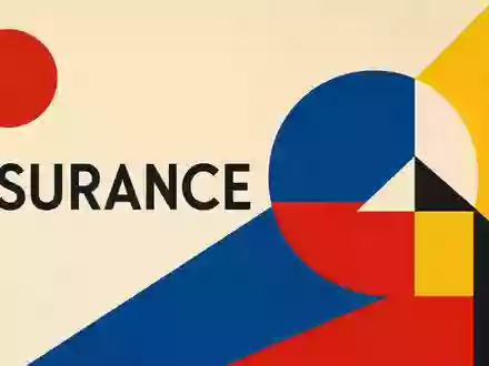 Geometrisches Bauhaus-Poster mit dem Wort INSURANCE steht sinnbildlich für Unipol Gruppo S.p.A. IT0004810054 als Versicherungskonzern - Foto: THN