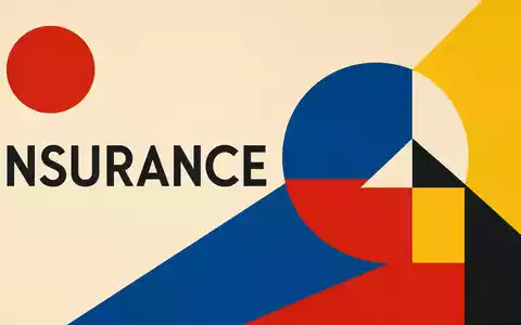 Geometrisches Bauhaus-Poster mit dem Wort INSURANCE steht sinnbildlich für Unipol Gruppo S.p.A. IT0004810054 als Versicherungskonzern - Foto: THN