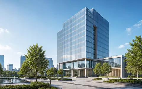 Architektur-Render eines modernen Bürogebäudes symbolisiert den Firmensitz von Banca Mediolanum S.p.A., ISIN IT0001137345 - Foto: THN