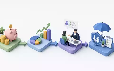 Isometrisches 3D-Prozessdiagramm zeigt die Vermögensverwaltungs-Wertschöpfungskette, passend zu Banca Mediolanum S.p.A., Kennung ISIN IT0001137345 - Foto: THN