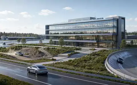 Brembo S.p.A. (ISIN IT0005218380) unterhält moderne Entwicklungszentren mit Glasfassaden und angrenzenden Fahrzeug-Teststrecken - Foto: THN