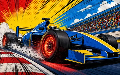 Brembo S.p.A. (ISIN IT0005218380) liefert Hochleistungsbremsen, dargestellt in dieser farbenfrohen Pop-Art-Comic-Rennszene mit glühenden Scheiben - Foto: THN