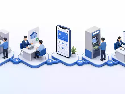 Isometrische 3D-Illustration zeigt Wertschöpfungskette von BPER Banca S.p.A. mit ISIN IT0000066123 von Einlage bis Beratung - Foto: THN