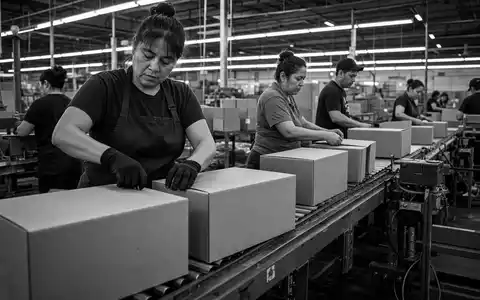 Schwarzweiß-Reportage aus Fabrik zeigt Produktion der The Procter & Gamble Company, ISIN US7427181091, dokumentarisch - Foto: THN