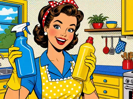 Pop-Art-Comic mit Hausfrau und Flaschen symbolisiert Konsumgüter der The Procter & Gamble Company, ISIN US7427181091 - Foto: THN