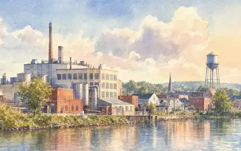 Aquarellmalerei zeigt Firmensitz-Stadt New Britain für Stanley Black & Decker (US8545021011) in weicher Farbgebung - Foto: THN