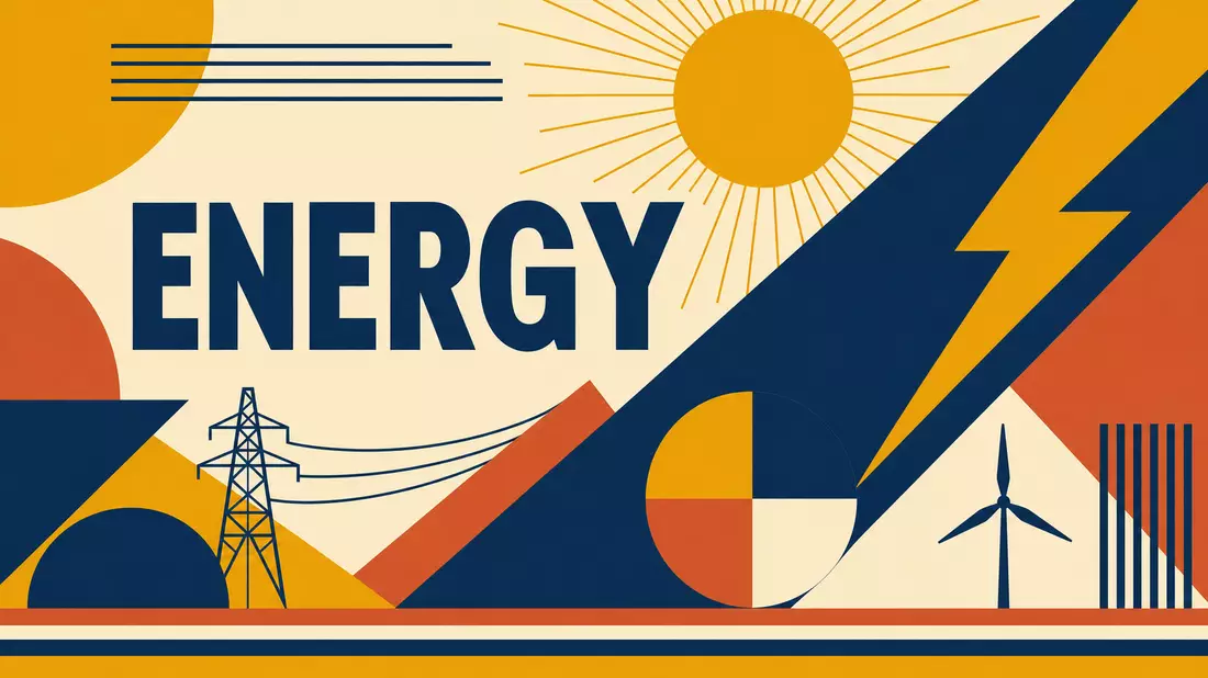 Bauhaus-Poster mit geometrischen Formen und dem Wort ENERGY