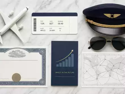 Southwest Airlines Flatlay mit Flugzeug Modell Bordkarte und Aktien Zertifikat arrangiert ISIN US8447411088 - Foto: THN