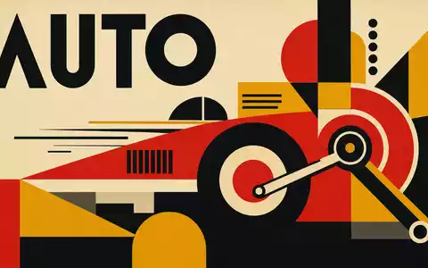 Stabilus SE DE000STAB1L8: Geometrisches Bauhaus-Poster zeigt Sektor-Kürzel AUTO mit stilisiertem Fahrzeug- und Radmotiv - Foto: THN