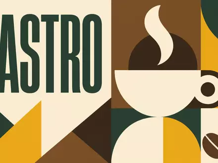 Starbucks Corp. US8552441094 kombiniert farbenfrohes Bauhaus-Poster mit geometrischen Formen und Sektor-Text GASTRO - Foto: THN