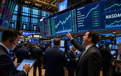 Starbucks Corp. US8552441094 dokumentiert dynamisches Börsen-Editorial mit belebtem NASDAQ-Handelsraum und aktuellen digitalen Konsum-Sektorcharts - Foto: THN
