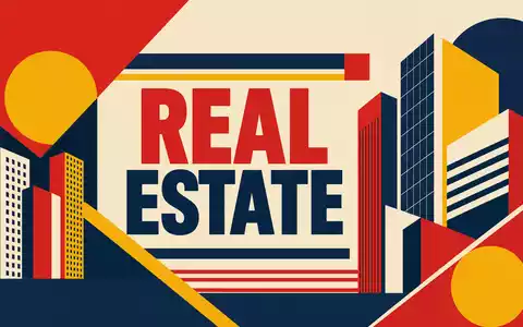 CBRE Group Inc. Gewerbeimmobilien Sektor als Bauhaus-Geometrieposter, US1252691001 Real-Estate-Segment, PrimÀrfarben und Constructivismus - Foto: THN