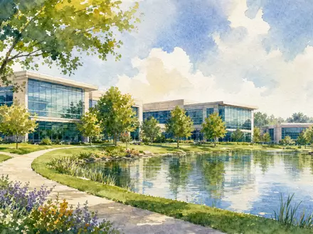 Aquarellmalerei des Cardinal Health Inc. Firmencampus in Dublin, Ohio – ISIN US14149Y1082 - Foto: THN