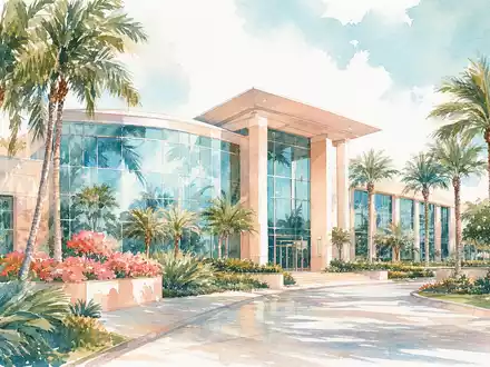 Carrier Global Corp. US1442851009 – Aquarelldarstellung der Firmenzentrale in Palm Beach Florida - Foto: THN