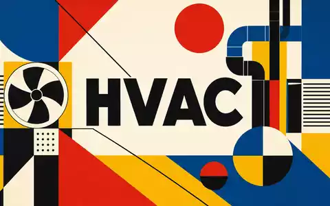Carrier Global Corp. US1442851009 – geometrisches Bauhaus-Poster in Primärfarben mit großem HVAC-Sektor-Schriftzug - Foto: THN