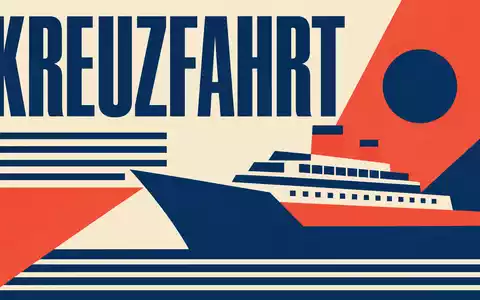 Carnival Corp. Bauhaus-Poster mit geometrischen Formen und Schriftzug KREUZFAHRT, unbranded, ISIN US1436583006 - Foto: THN