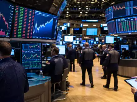 Carnival Corp. NYSE Börsenparkett mit Händlern und Aktienkurscharts auf digitalen Bildschirmen, ISIN US1436583006 - Foto: THN