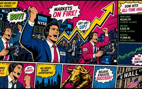 Cboe Global Markets Optionshandel als Pop-Art-Comic, ISIN US12514G1085, dynamische Börsenszenerie in Comicpanels - Foto: THN