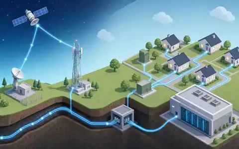 Liberty Broadband (US5303071071): isometrisches 3D-Diagramm zeigt komplette Wertschöpfungskette von Satellit bis zum privaten Haushalt - Foto: THN