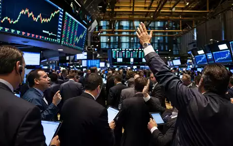 Boersen-Editorial zeigt fuer Leidos Holdings ISIN US5253271028 belebten Handelssaal an New Yorker Boerse mit Kurscharts - Foto: THN