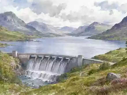 SSE plc (ISIN GB0007908733) nutzt Wasserkraft in den schottischen Highlands, künstlerisch als Aquarell dargestellt - Foto: THN