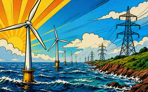 SSE plc (ISIN GB0007908733) im Pop-Art-Comic-Stil mit farbenfroher Offshore-Windpark- und Strommast-Szene dargestellt - Foto: THN