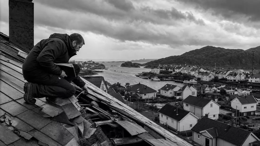 SW-Reportage: Gutachter prüft Sturmschaden auf Dach, Sampo Oyj FI0009003305