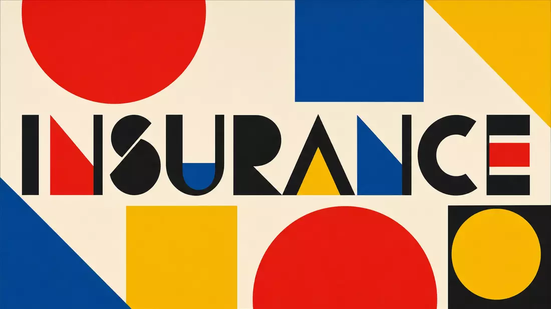 Bauhaus-Poster mit geometrischen Formen und Schriftzug Insurance