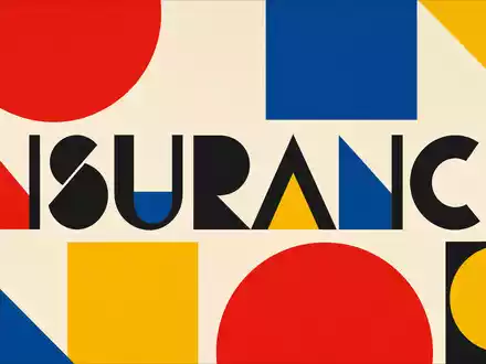 Admiral Group plc (ISIN GB00B02J6398) zählt zur Versicherungsbranche, dargestellt durch ein geometrisches Bauhaus-Poster - Foto: THN
