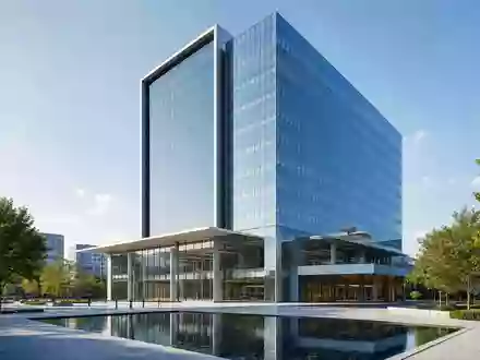 Repsol S.A. (ISIN ES0173516115) nutzt moderne Bürogebäude, visualisiert als schlankes Architektur-Render mit Glasfassade - Foto: THN