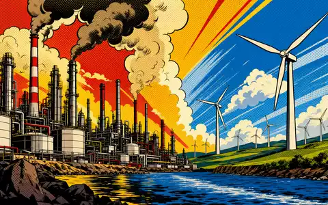 Repsol S.A. (ISIN ES0173516115) wandelt sich zur grünen Energie, dargestellt in einer farbenfrohen Pop-Art-Comicszene - Foto: THN